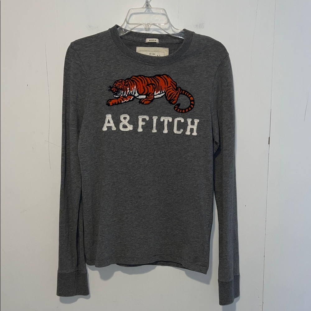 Abercrombie & Fitch Men’s Gray Shirt with Orange Detail Y2K 0002 - Picture 1 of 3